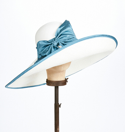 White Straw wide brim w/Teal Accents